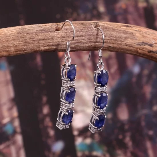 950 Silver Sodalite Earrings, Dangle Drop Earrings, Handmade Jewelry, Blue Gemstone, Royal Blue Earrings, top Gift For Her